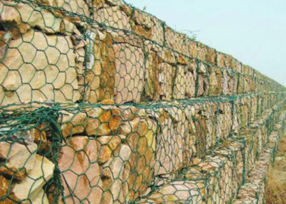 El PVC cubrió Gabion antiséptico soldó con autógena el alambre Mesh Hot Galvanized Dark Green
